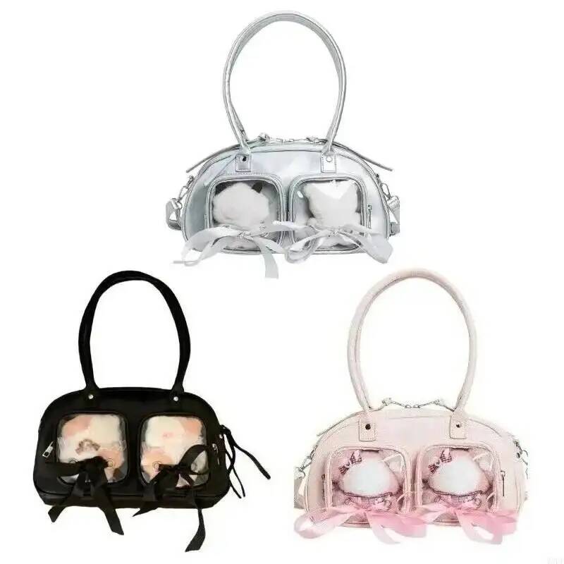 New Y2K Cute Ita Bag Large Capacity Fashion Shoulder Bag Lolita Girls Transparent Cosplay Underarm Bag DIY Badge Display Handbag