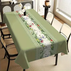 An Elegant Square Tablecloth Featuring a Floral Print, Perfect for Halloween And Christmas. Made of Polyester, It'S Ideal for Spring And Summer Gatherings, Parties, Camping, And Can Be Used on Coffee Tables, in Bedrooms
