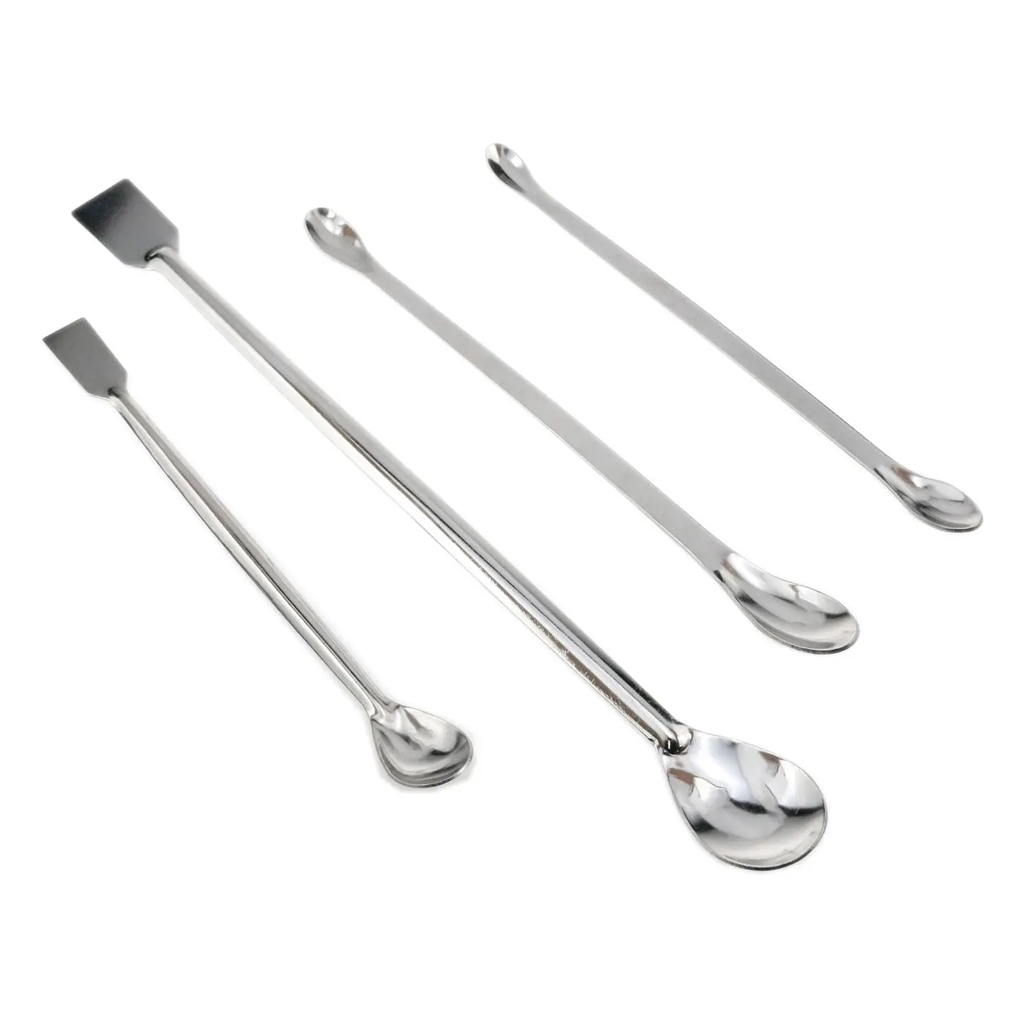 4-Piece Stainless Steel Micro Sampling Spoon Spatula Set, Reagent Laboratory Experiment Supplies