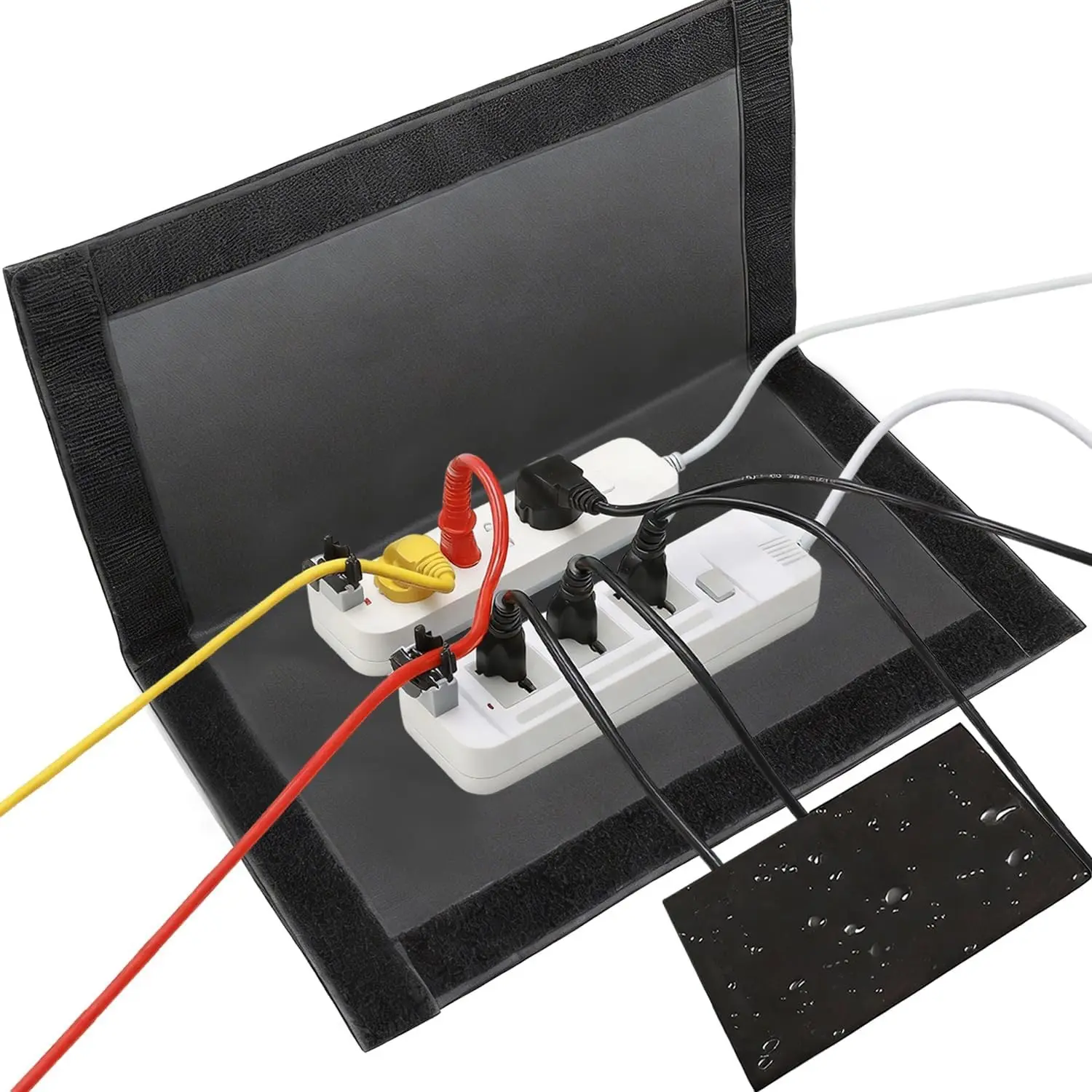 Waterproof Outdoor Electrical Box Covers - Canvas Fabric (Not Plastic), 3-Side Velcro Close, All-Seasons Weatherproof Protector for Extension Cords, Plugs, Surges, Outlets, Power Strips, 19.7x12in, 3-Side Close