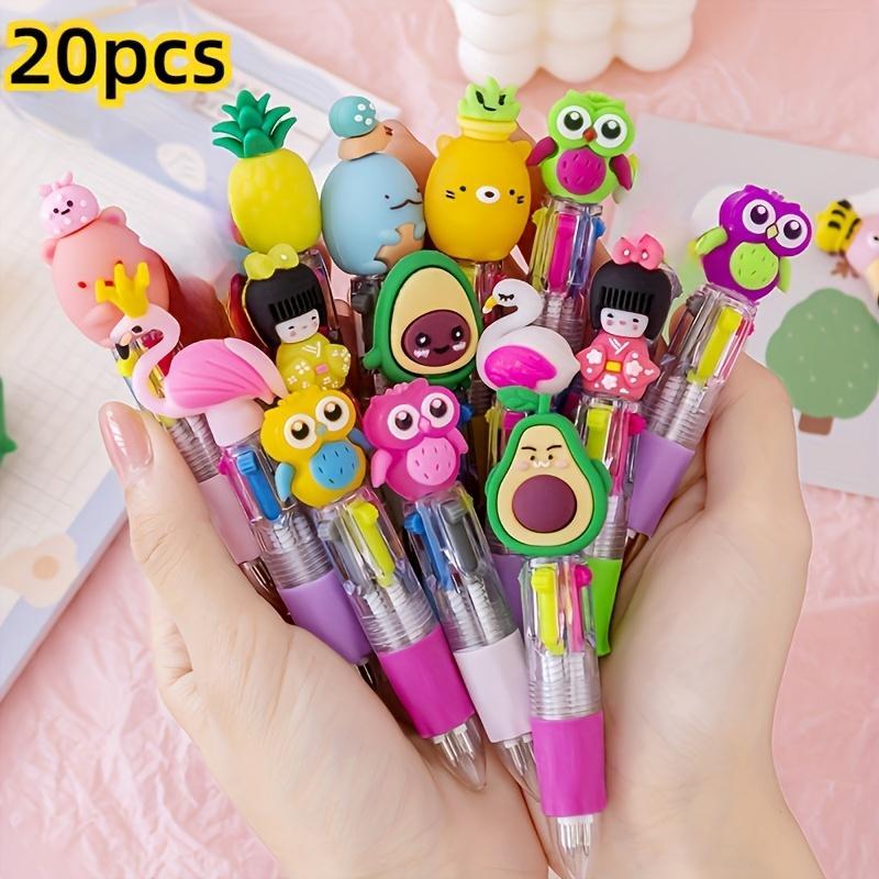Random Color Cute Cartoon Design Retractable Ballpoint Pen, 10/20pcs Portable Easy To Hold Round Body Ballpoint Pen, Writing Pen for Office & School Writing Stationery