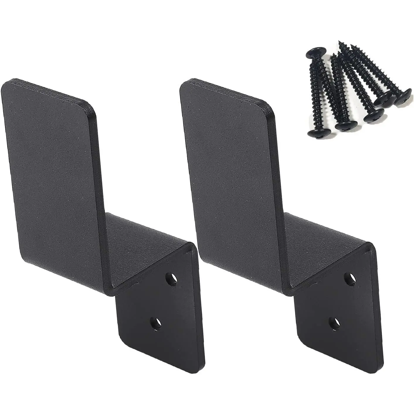 2x4 Door Barricade Brackets|Heavy Duty Steel Drop Open Bar  Door Lock Bracket Door Barricade Closed Bar Holder Fits 2x4 Lumber, Z Bracket Door Reinforcement Jammer Stopper Lock, Barn Door, Front Door, Fence Gate
