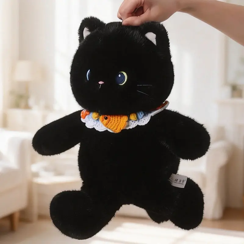 Soft Plush Cat Doll, Adorable Cat Tri-Color Alien Cat Bib, Perfect Birthday Gift for Couples and Friends, Christmas Present, Stuffed Animal Gifts