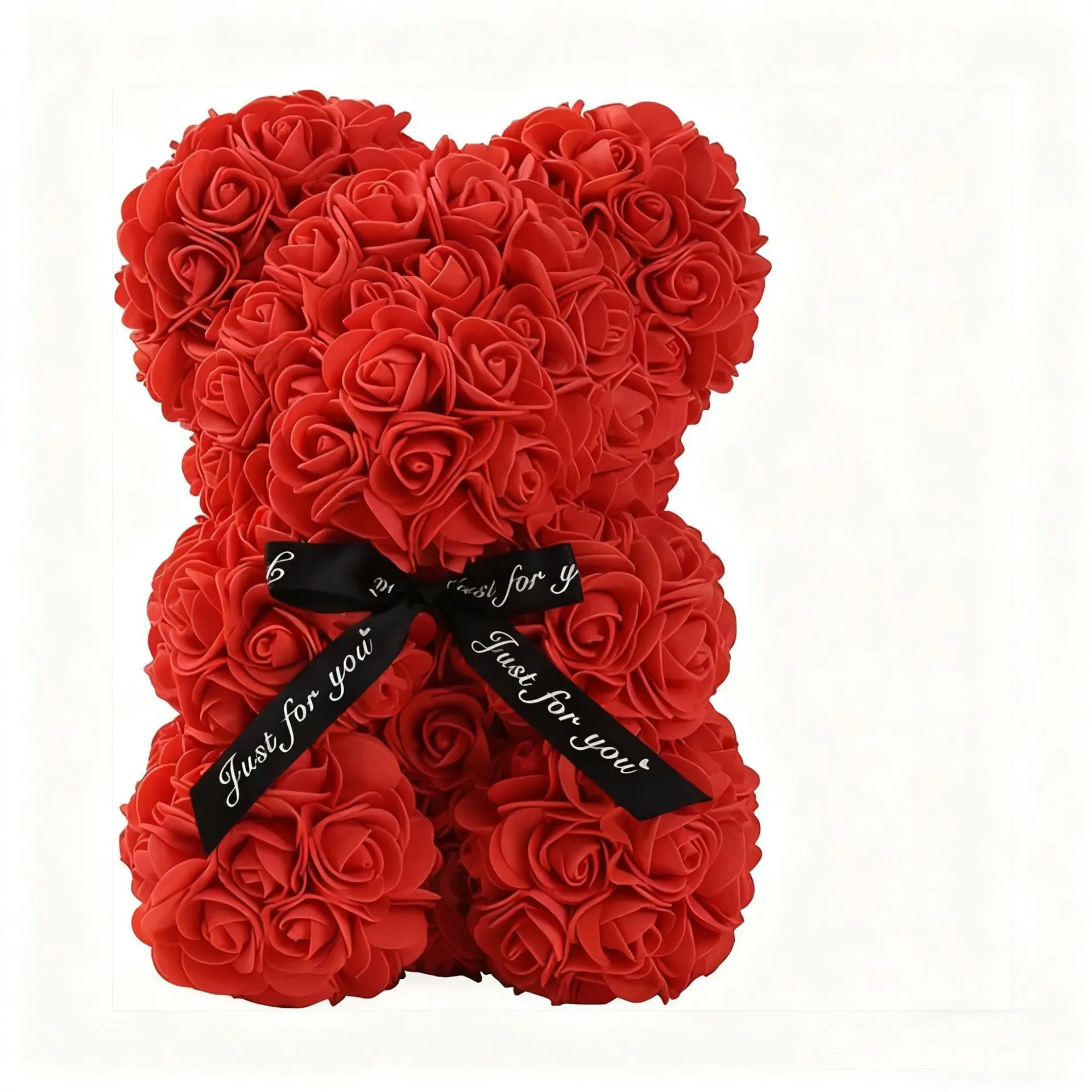 10 Inch Rose Bear Teddy Bear, Artificial Rose Flower Bear, Wedding, Mother's Day, Anniversary Gift, Christmas, Valentine's Day Gift for Girlfriend