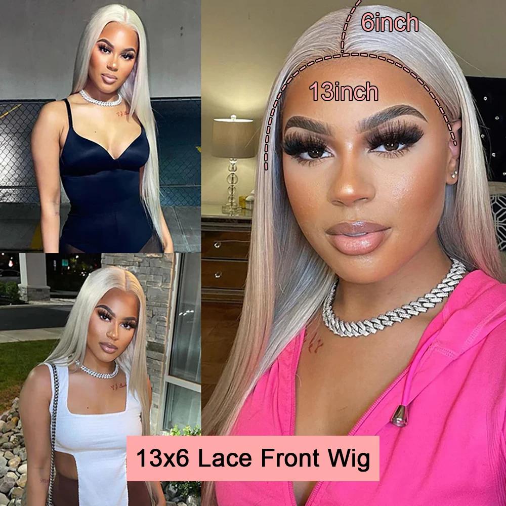 Bling Hair 30 Inch Silver Grey Straight 13x6 Hd Lace Frontal Human Hair Wigs Colored Hair Pre Plucked 13x4 Transparence Lace Front Wig 100% Human Hair Brazilian For Women