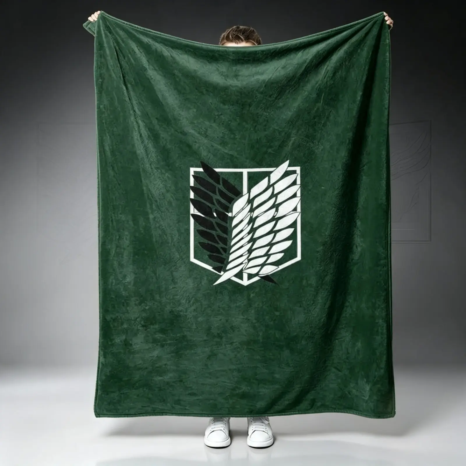 Anime Inspired Survey Badge Flannel Blanket, Military Symbol Graphic Fleece Throw Blanket, Soft Cozy AC Blanket for Kids Adults, Lightweight Sofa Bed Travel Blanket Fan Gift