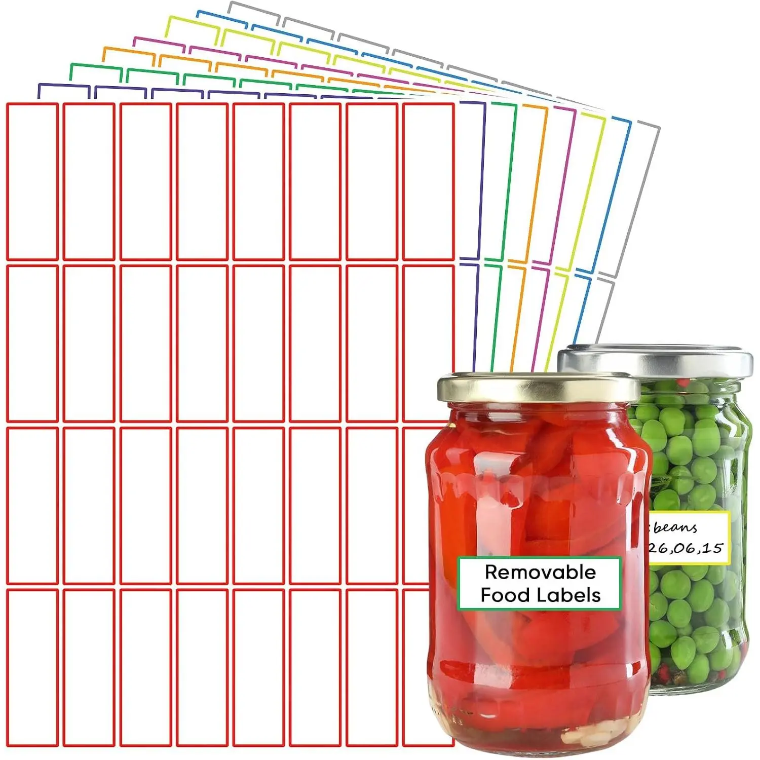 1024-Count Removable Labeling Stickers, 1x3 Inch Write-On Colored Freezer Labels, Oilproof Non-Self-Adhesive Stickers for Meal Prep Containers & Kitchen Storage (Office Stationery)