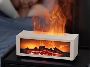 Eseential Oil Diffuser, Fireplace Flame Oil Diffuser - Aromatherapy Aroma Humidifier, Upgrade 7 Flame Colors Noiseless 150ml Remote Control - Perfect for Bedroom Home Office (Fireplace Black)