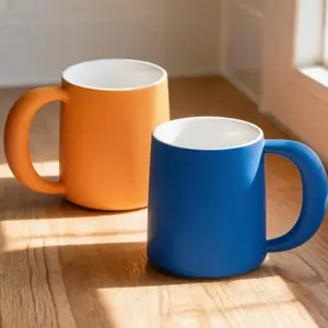 Mid Year Sale Deals For You Restock 16oz Ceramic Coffee Mug Set of 2, Blue & Sunset Orange Large Mugs with Oversized Curved Handle, Microwave & Dishwasher Safe, Lead-Free Glaze, Cozy Christmas Gift for Couples & Coffee Lovers summerwins