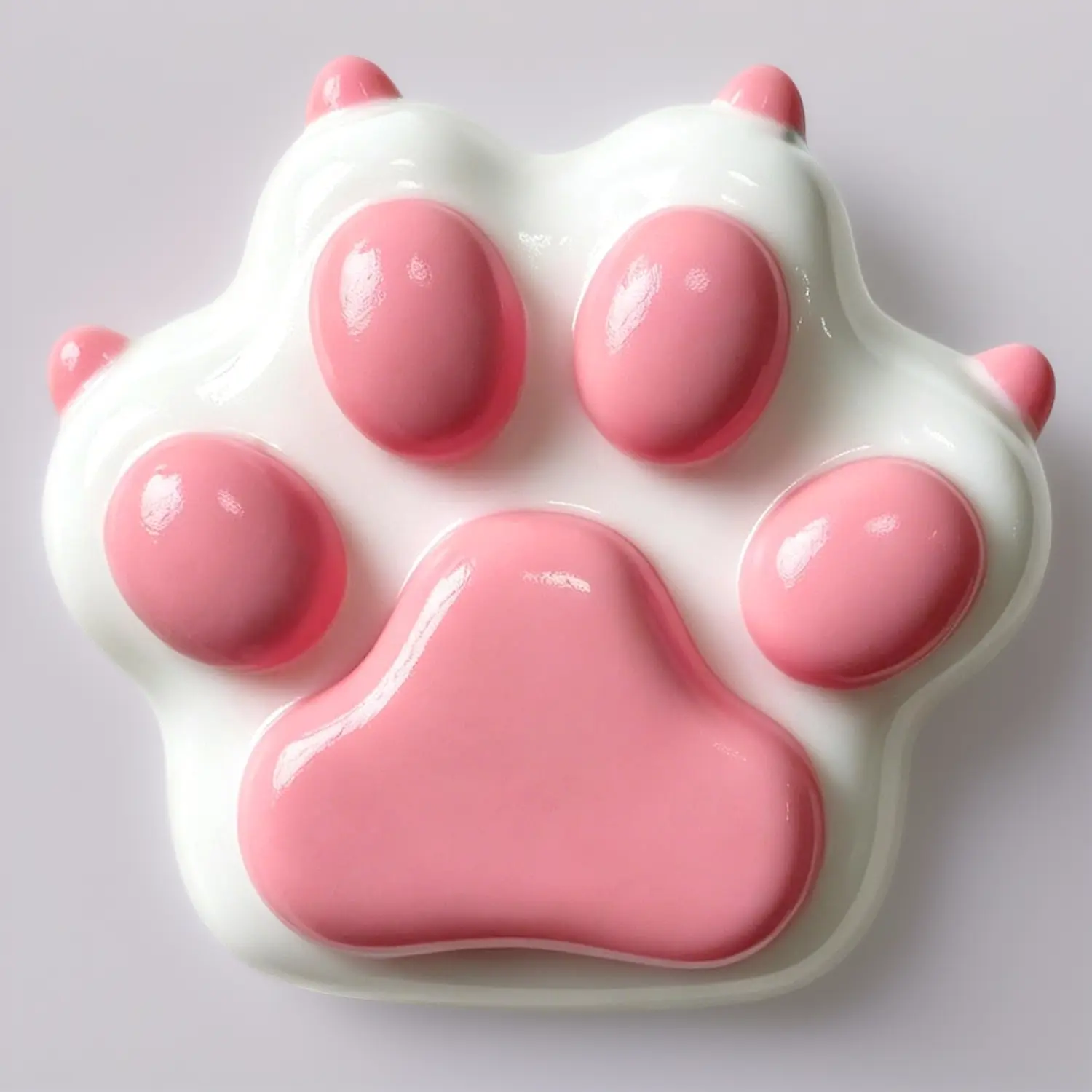 Soft & Tacky Silicone Taba Squishy Toy - White Pink Paw Stress Relief Fidget Squeeze Sensory DIY Painting Toy for Kids, Relaxing Decompression Gift, Stress Relief Toy
