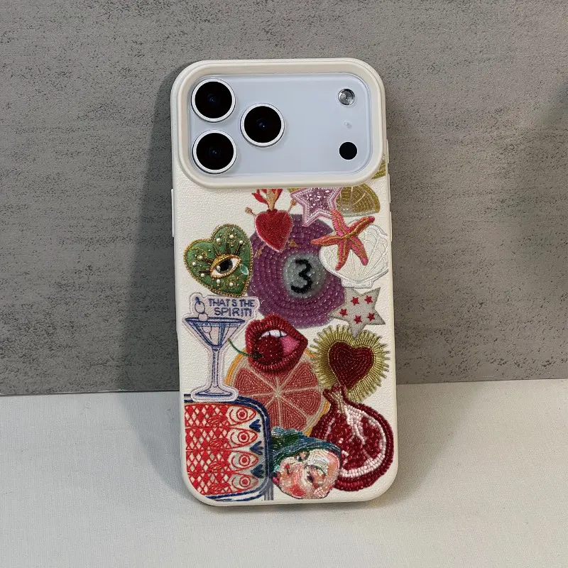 Retro luxurious beaded embroidery art collage pattern TPU phone case, unique design, unisex protective case, suitable for iPhone 17/16/15/14/13/12/11/X/XS/XSMAX, a holiday gift for friends, family, and yourself,back to school,back to school haul