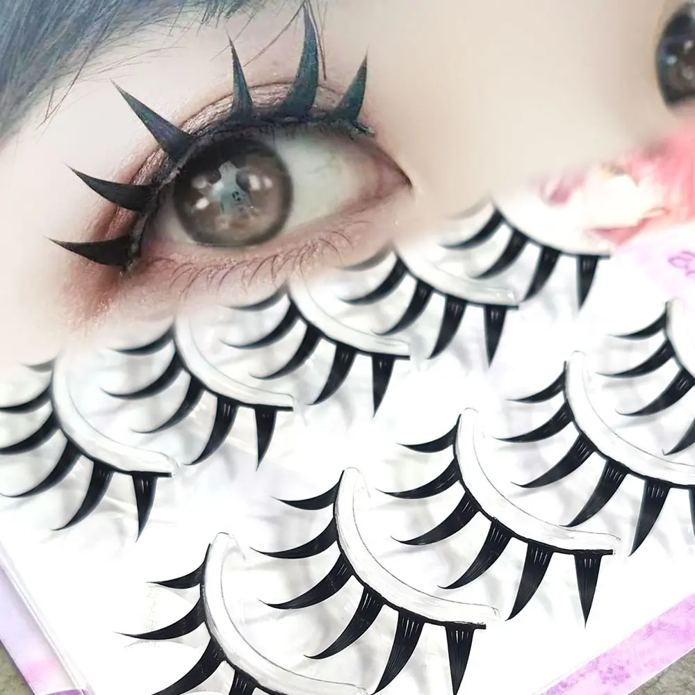 5 Pairs Cat Eye False Lashes, Soft Smooth Strands, Transparent Base, Cartoon Fairy Design, Reusable, Easy to Apply, Perfect for Role Play