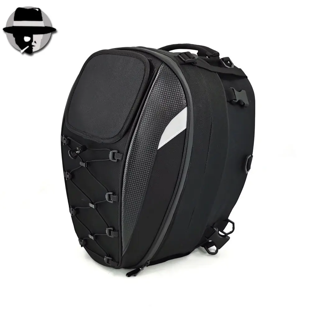 Hard Shell Motorcycle Helmet Backpack, Carbon Fiber Waterproof Bike Bag, Reflective Strips, Large Capacity, Ideal for Cycling and Travel