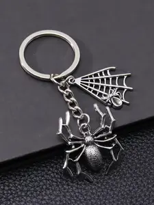 Punk Style 3D Spider Web Keychain, Unisex Cool Accessory, Perfect for Gifts, Streetwear, Halloween Party Decor, Dark Theme Bag Charm