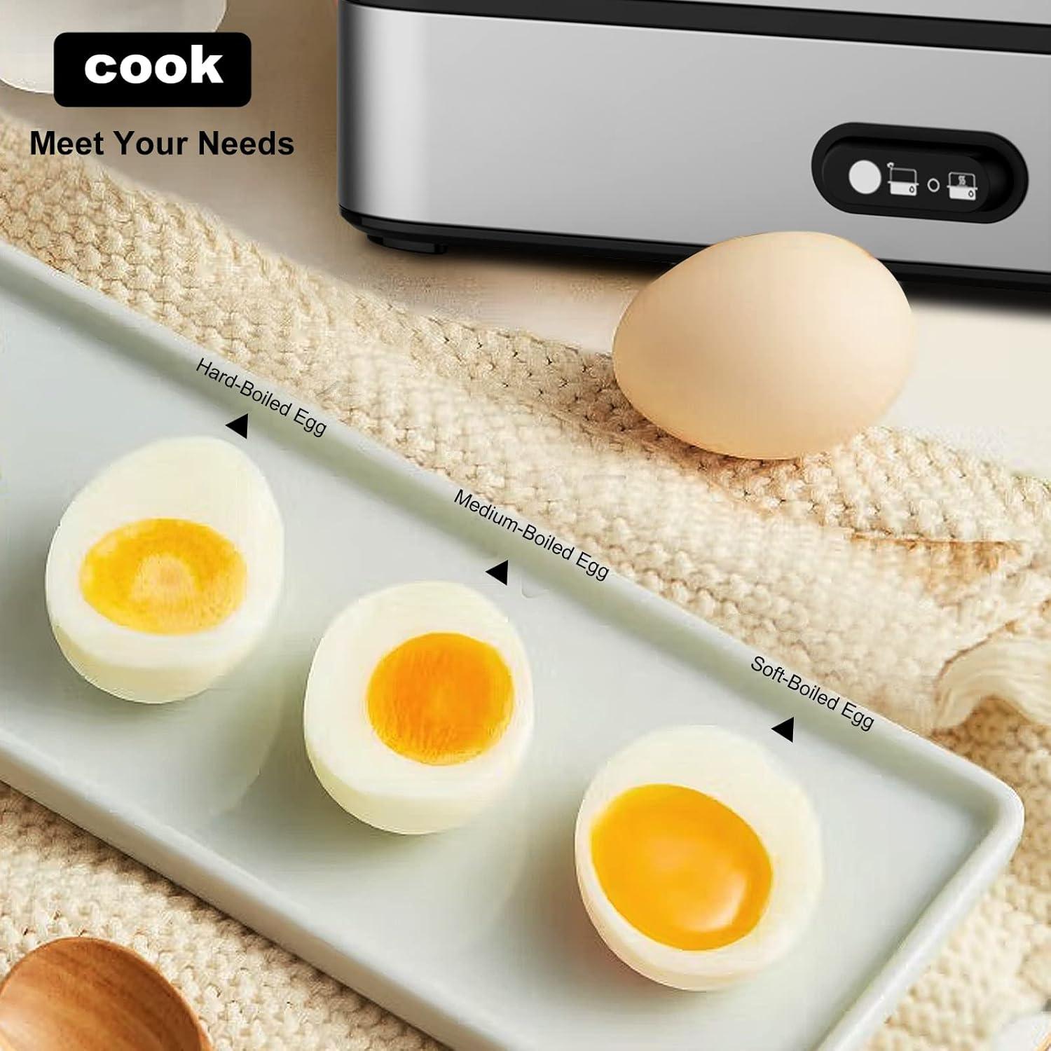 Rapid Egg Cooker Electric 6 Eggs Capacity, Soft, Medium, Hard Boiled, Poacher, Omelet Maker Egg Poacher With Auto Shut-Off,