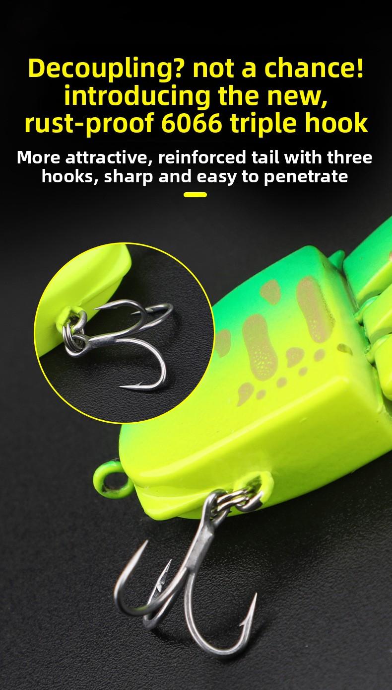 60mm Multi Jointed Fishing Lure Double Hooks Colorful Sinking Lure for Bass Trout