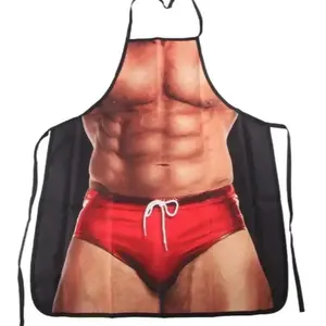 Creative Belly Print Apron, Durable Fashionable Apron, Funny Apron, Novelty Cooking Aprons, Kitchen Apron for Cooking, Baking, Restaurant Service, Great Choice for Both Cooking and Dining
