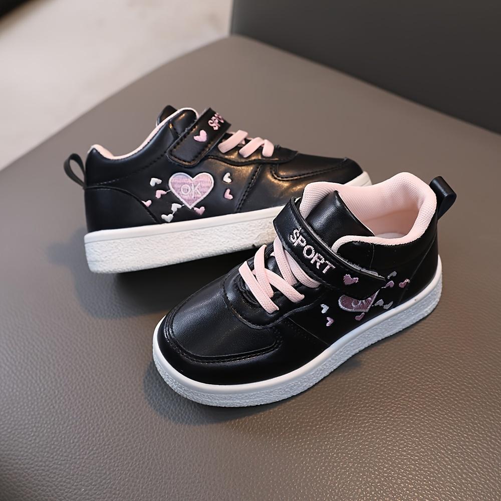 Girls' PU Leather All-Seasons Trainers with TPR Sole - Non-Slip, Stable, Lightweight, Comfortable, Easy-to-Care, Versatile-Style Running Shoes for Daily School Wear (New Model)