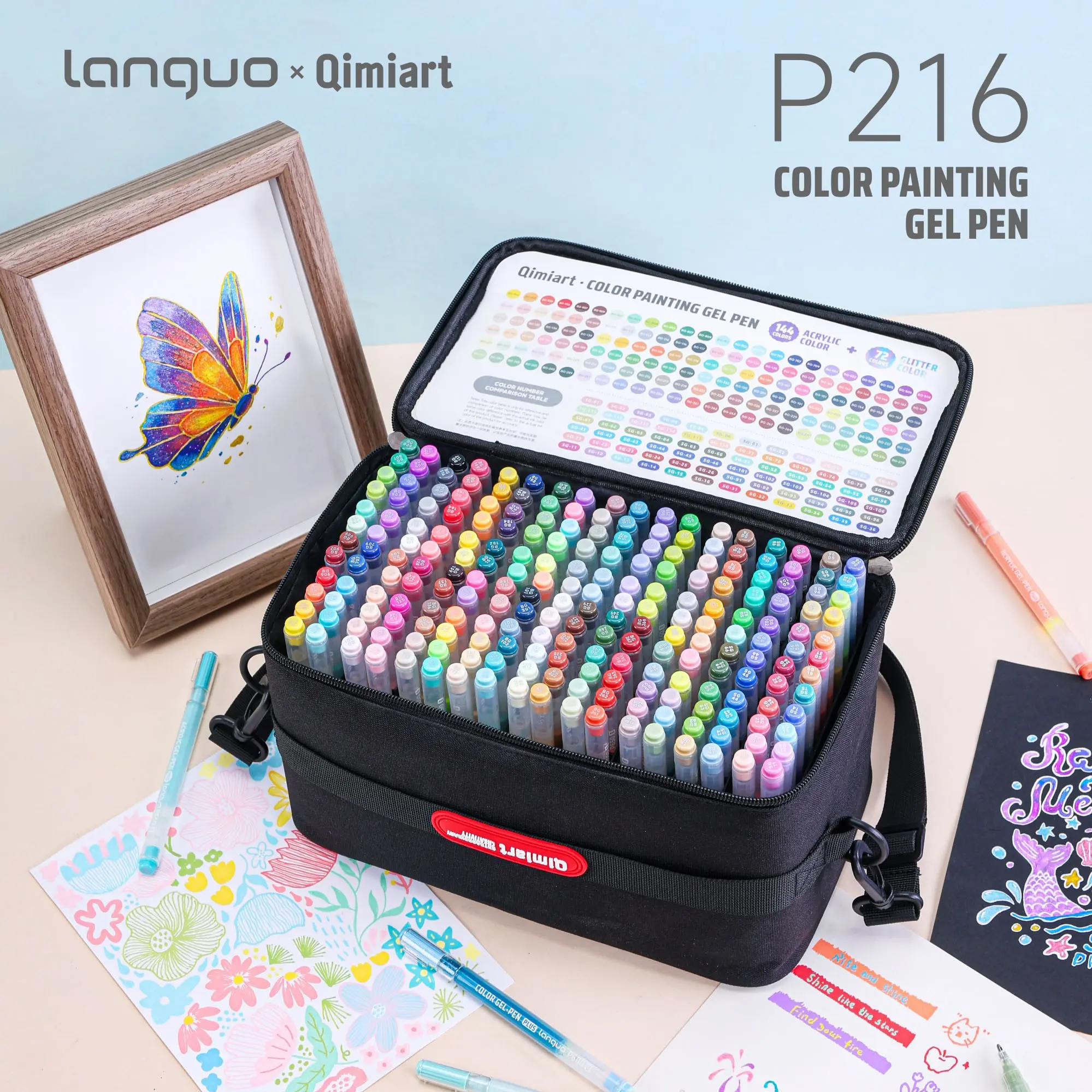 216pcs Gel Pen Set with Carrying Bag, 1.0mm Tip, Rich Colors, Large Ink Capacity, Stackable, Ideal for Students, Back-To-School Gifts