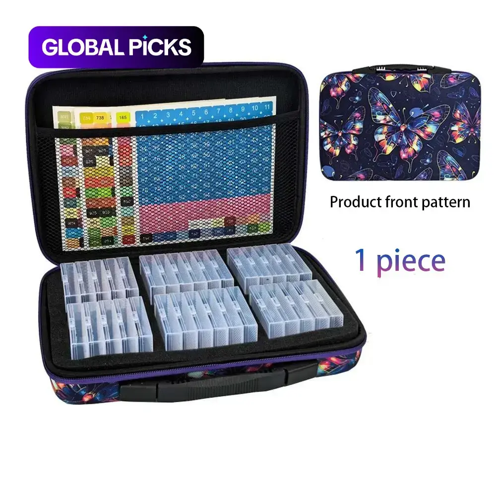 32 Slot Diamond Painting Storage Box, Portable Bead Organizer Case with Carry Handle, DIY Craft Supplies Storage Container for Diamond Art Accessories, Rhinestones, Embroidery & Hobby Essentials