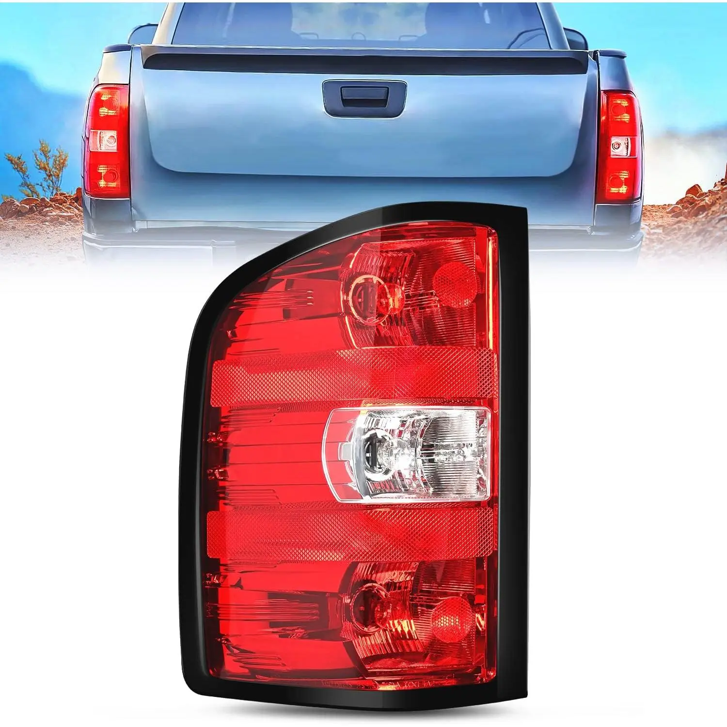 Nilight Driver Side Taillight Assembly - Night Drive Rear Light Assembly with Reverse Lights, Turn Signal/Blinker, Bulbs & Harness, High-Impact for 2007-2014 Chevy Silverado 1500/2500HD/3500HD & 2007-2013 GMC Sierra, Reverse Lights Rear Light Assemblies