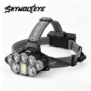 SKYWOLFEYE F612 USB Rechargeable Headlamp Flashlight High Power Flashlight 30W Super Bright LED 8 Modes with COB Work Light & Rear Safety Red Light, Tactical Gear Camping Essentials Outdoor Survival Tool