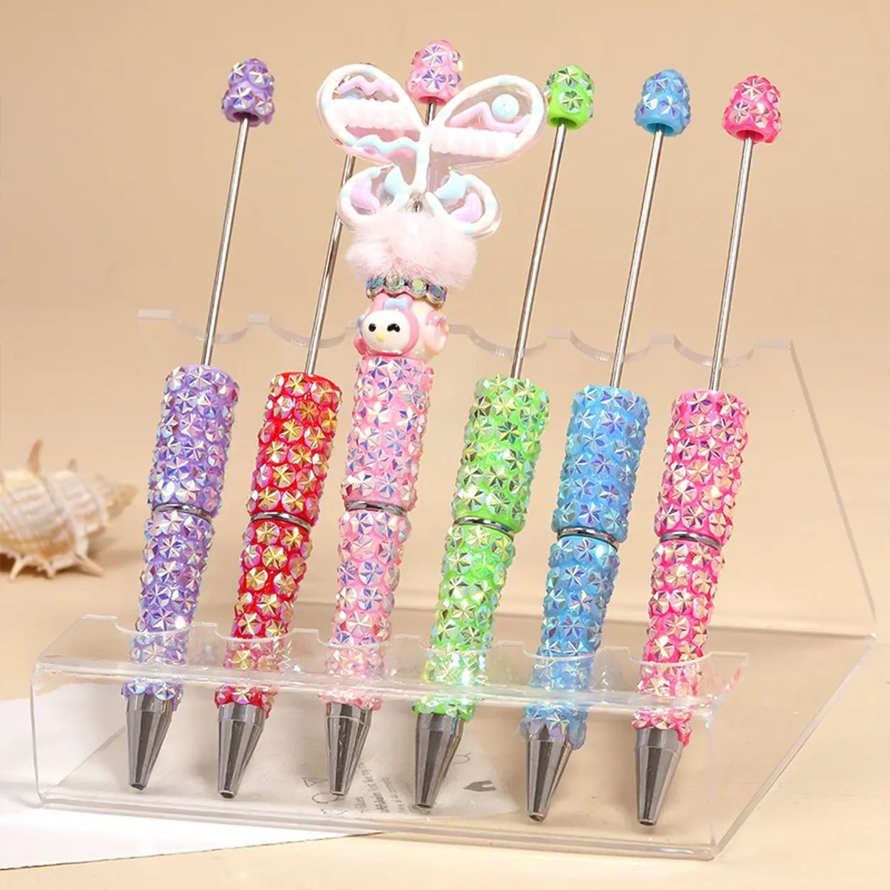 Mix13pcs Beadable Ballpoint Pens, DIY Rhinestone Pens, Colorful Beaded Pens with Sparkly Rhinestone Design, Writing Pens for Office, Back to School Gift