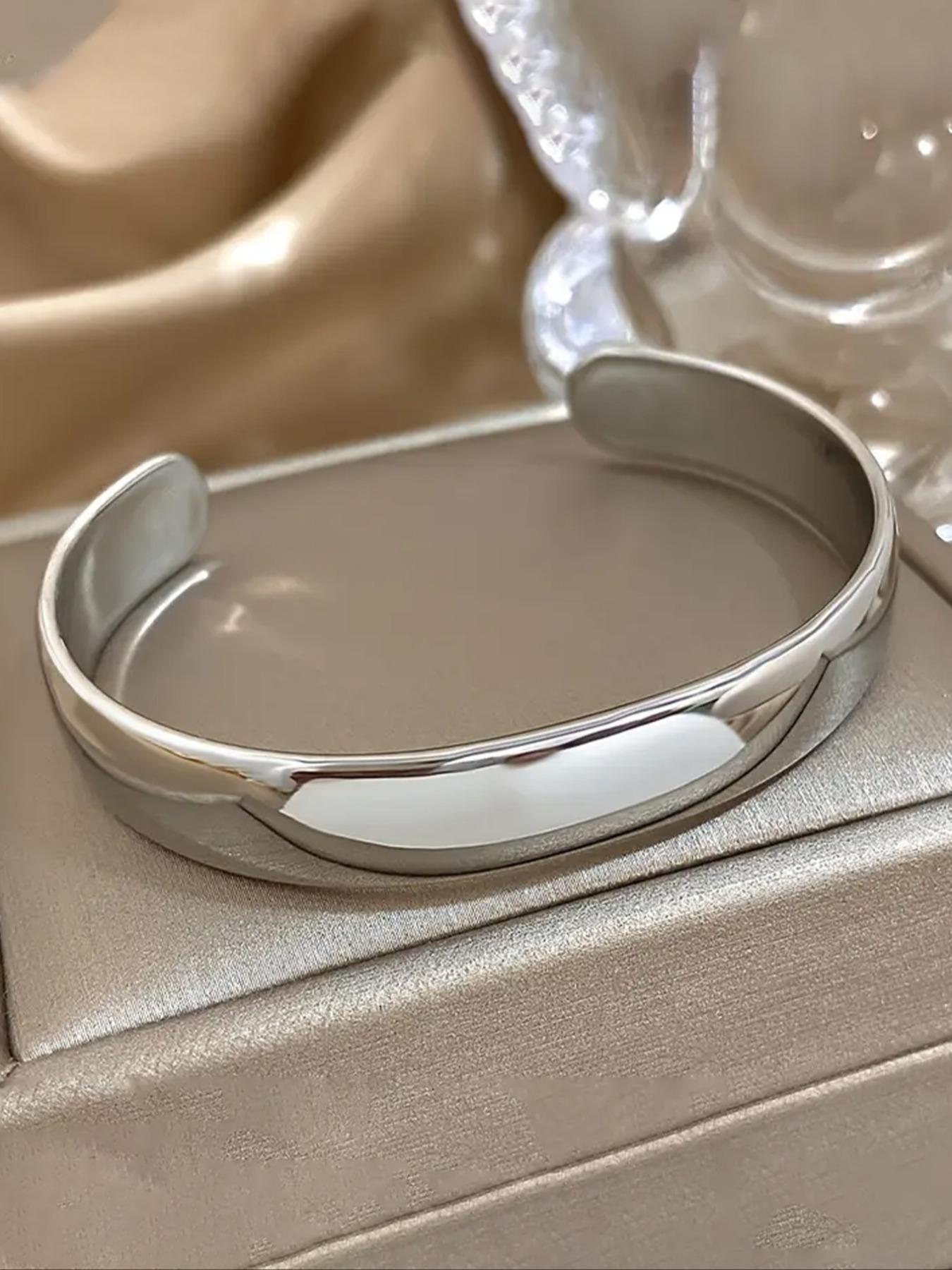 Minimalist Temperament Solid Color Stainless Steel Cuff Bangle, Fashionable Jewelry for Women & Men, Trendy All-match & Exquisite Jewelry for Birthday Gift