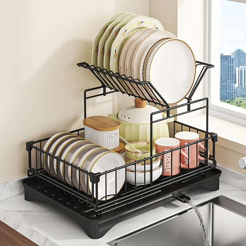 1-piece set of kitchen countertop, dish drain rack, draining utensil storage rack, dish sorting rack, draining basket, kitchen storage rack