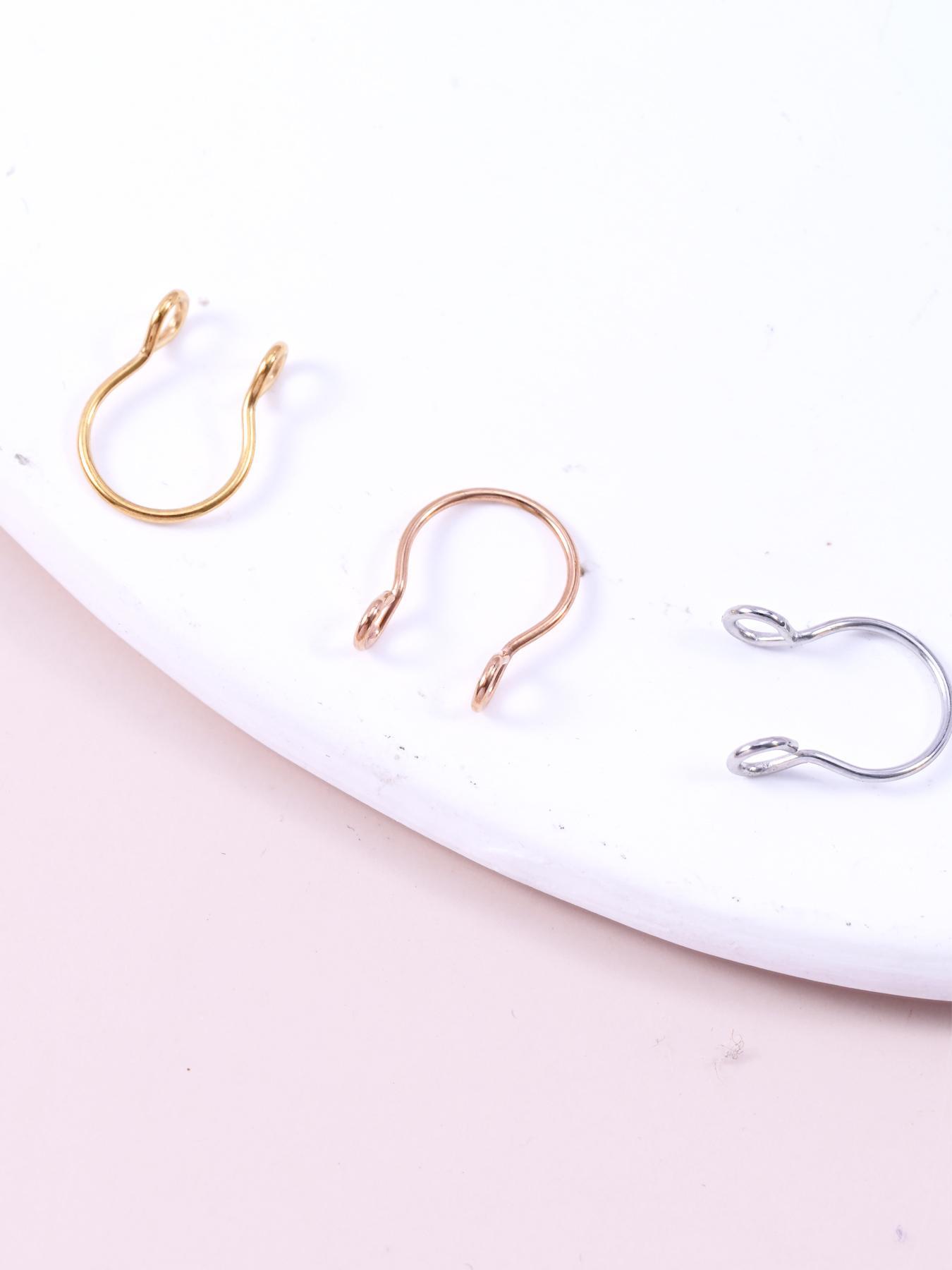 3pcs Stainless Steel Fake Nose Ring, Faux Piercing Jewelry 8 mm Fake Nose Ring Hoop Nose Rings Hoops for Faux Septum Nose Ring Set