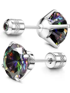 Hypoallergenic G23 Titanium Screw Back Earrings, 20g Pure Titanium Posts, 5a Cz Studs for Sensitive Ears, Unisex Jewelry