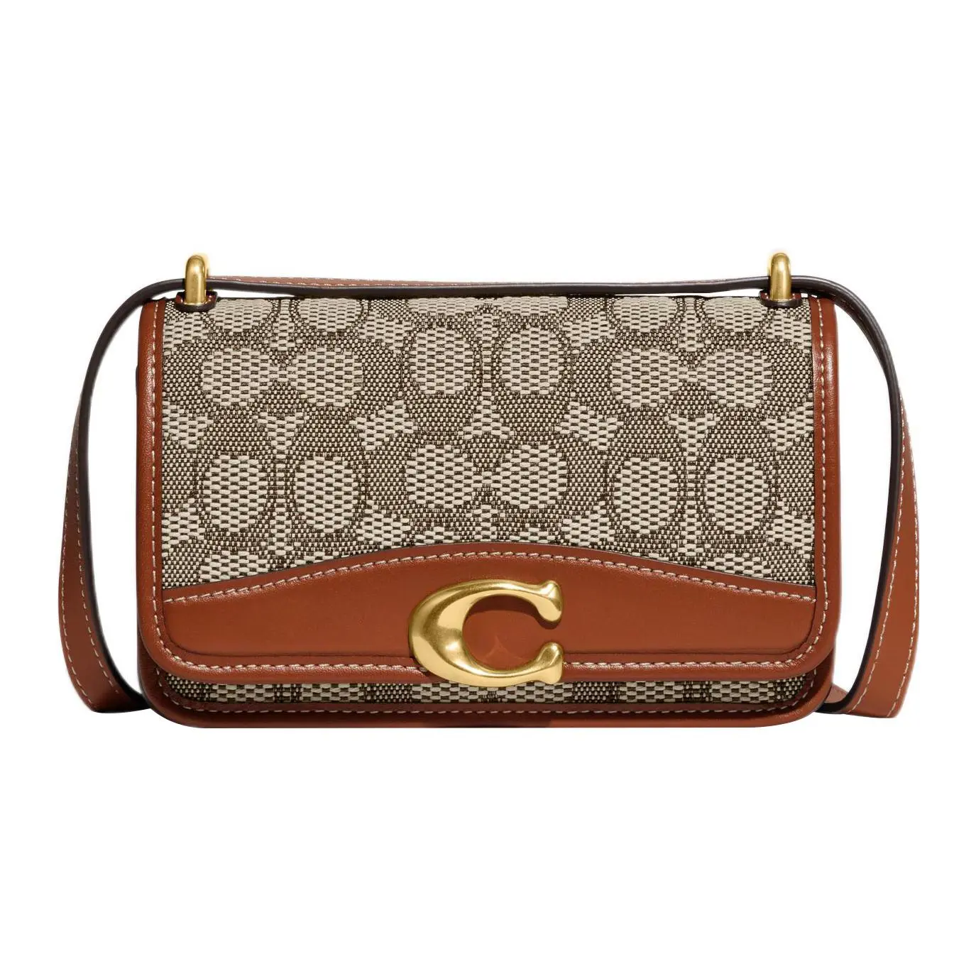 COACH Bandit 18 Buckle-Clasp Crossbody Bag for Women – Gray and Brown Leather-Canvas Mix