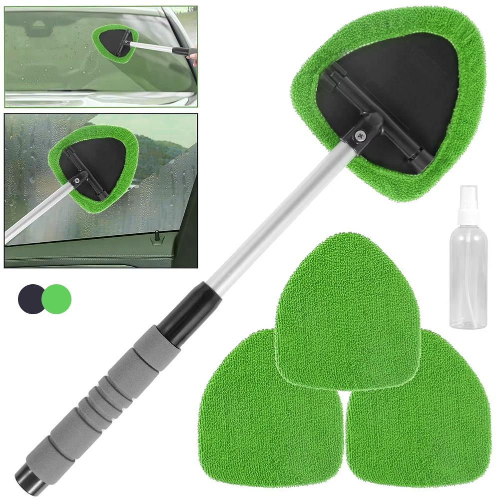 Microfiber Window Glass Cleaning Brush Car Windshield Cleaning Brush Set With Pad Extendable Handle Scraper Mist Eliminator Valentine's Day gift Tiktok Shop
