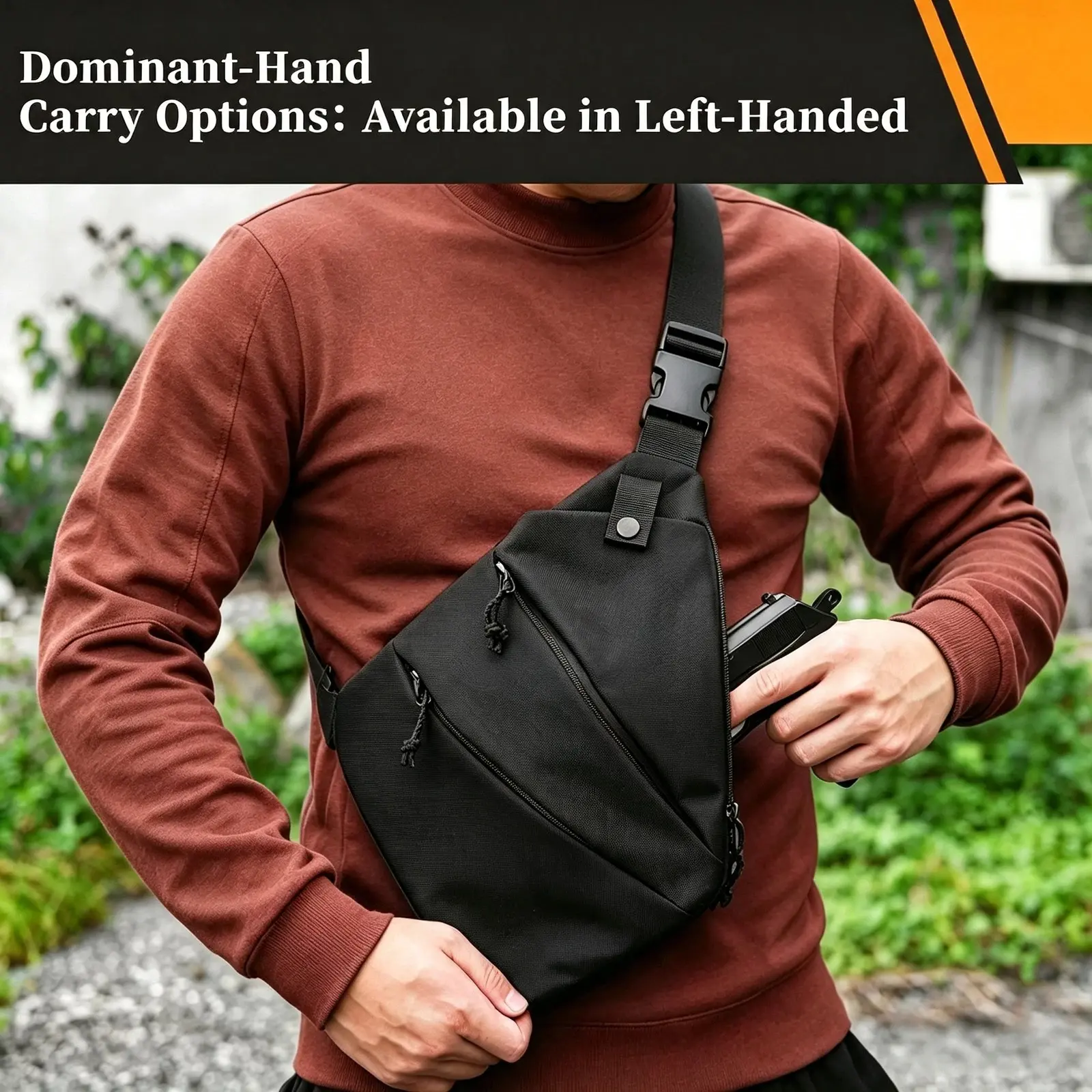 Concealed Carry Gun Holster Bag for Men CCW Tactical Sling Bag Crossbody Chest Pack Quick Access Pistol Holster EDC Edc Holder Bag Black Chest Pack
