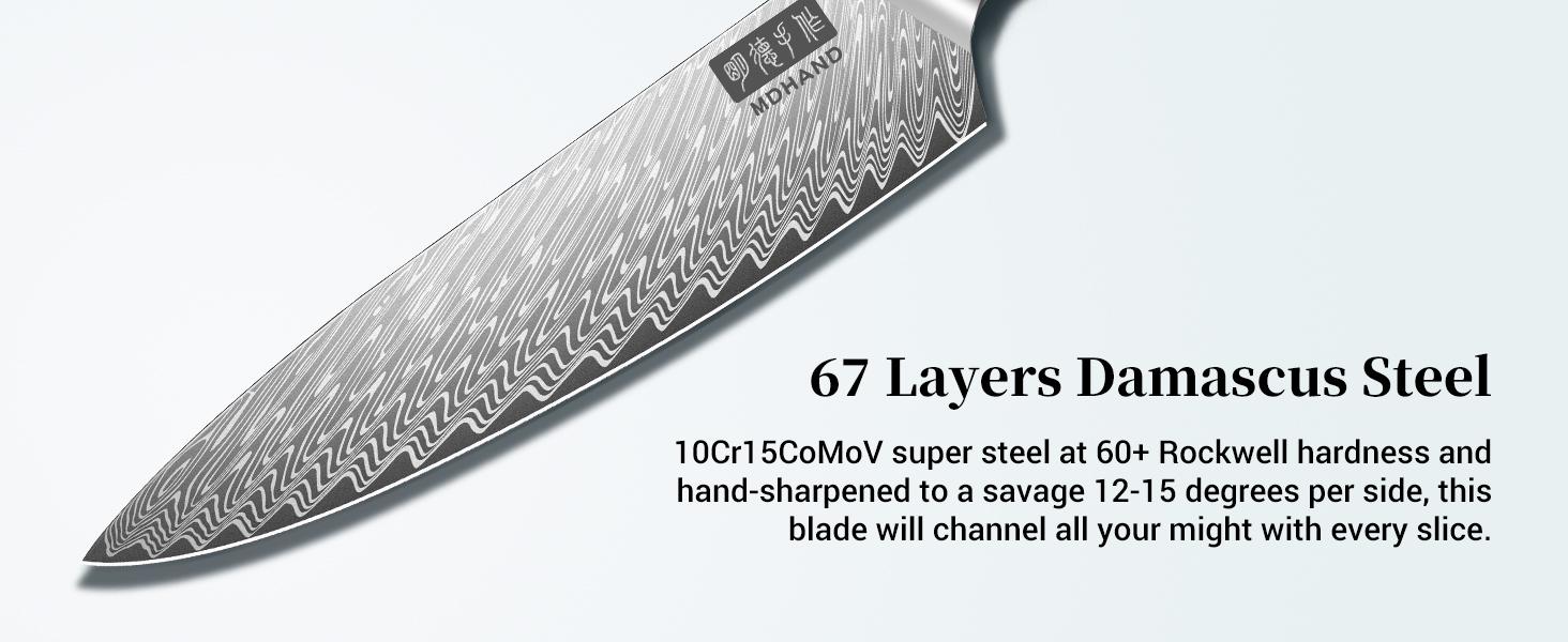 MDHAND Damascus Kitchen Knife Set 3PCS, Japanese VG10 Super Steel Core Professional Chef Knife Set, Ultra Sharp Professional Chef Knives with Azure Timber Collection Handle, Gifts for Men Women MDHAND Damascus Kitchen Knife Set 3PCS, Japanese VG10 Super Steel Core Professional Chef Knife Set, Ultra Sharp Professional Chef Knives with Azure Timber Collection Handle, Gifts for Men Women