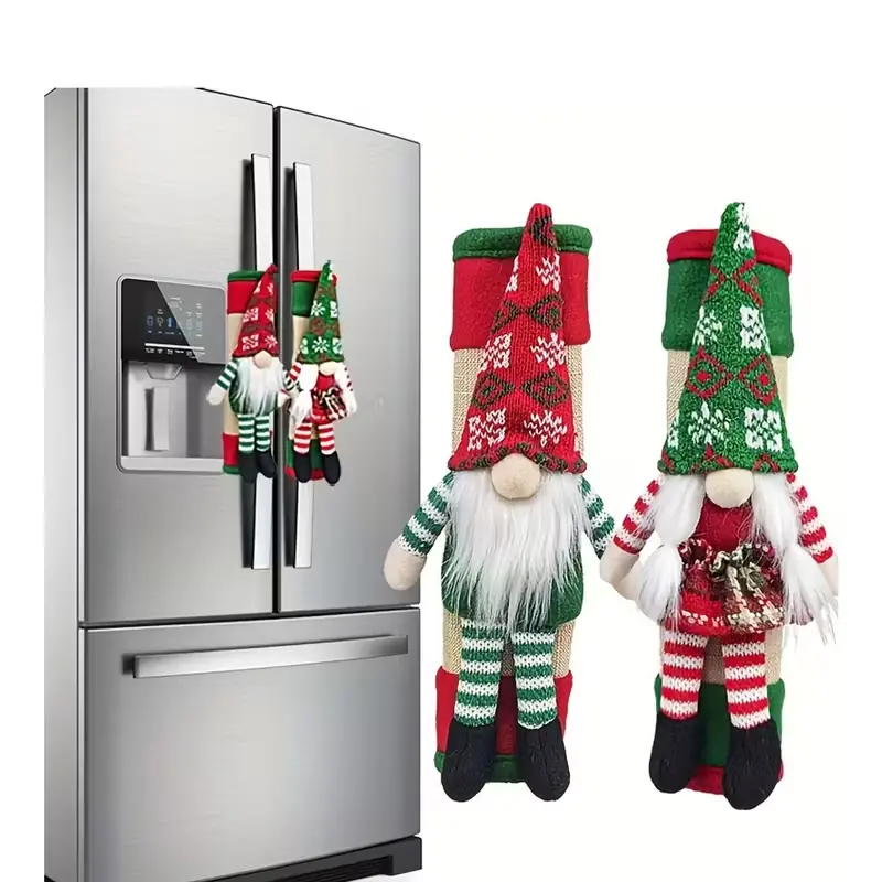 Christmas Gnome Refrigerator Door Handle Covers, Holiday Kitchen Appliance Decor for Fridge, Microwave, Dishwasher, Christmas Party Gifts, Festive Home Ornaments
