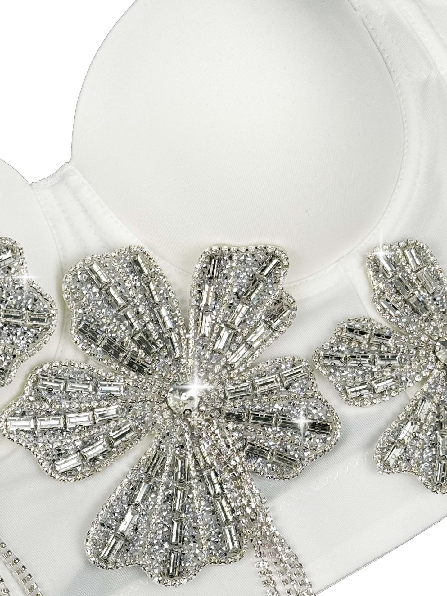 CELOT KEVER Luxury Diamond-Studded Floral Corset Outerwear Fishbone Bra Cotton Fabric Adjustable Breathable Women's Top