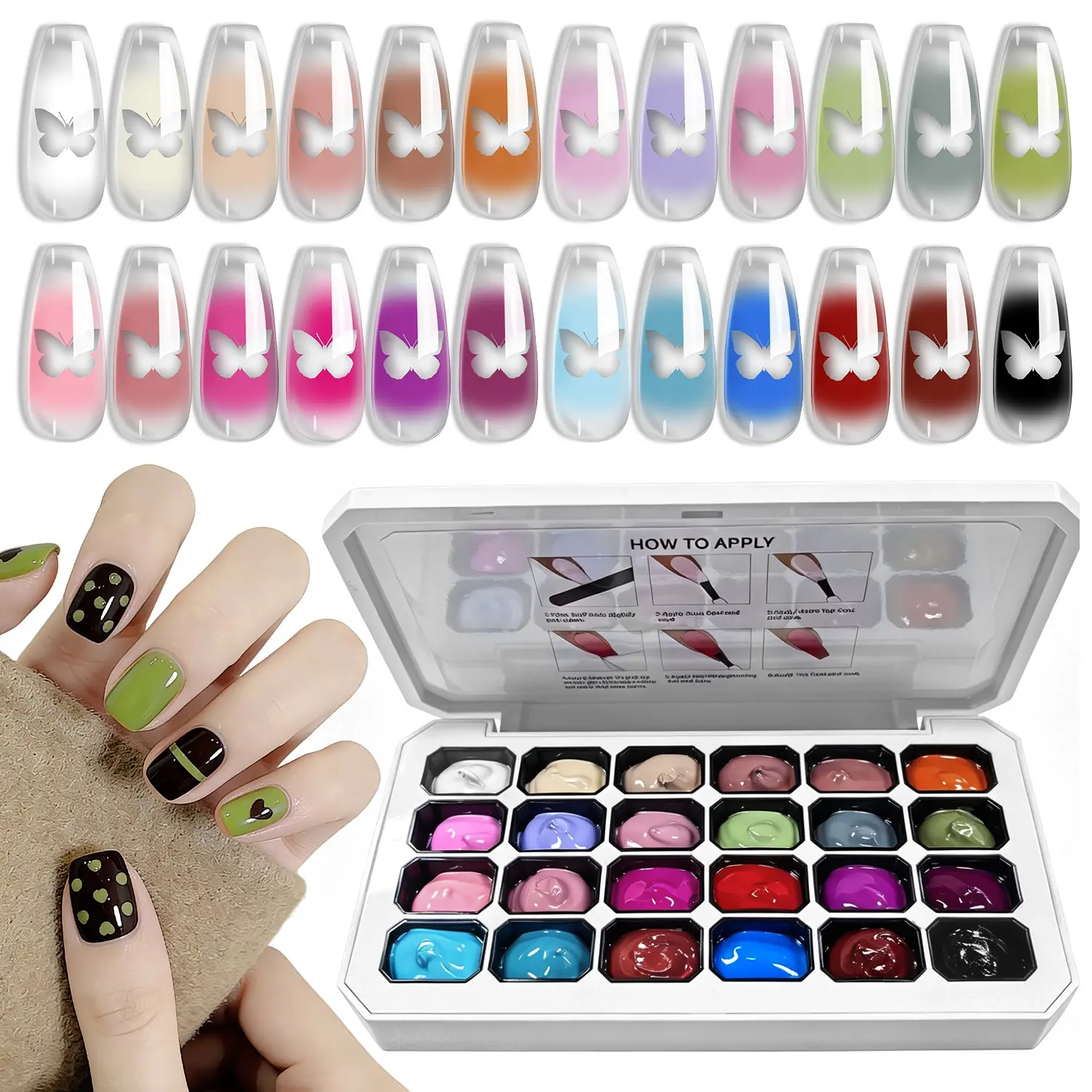 24 Colors Nail Concealer Patting Gel - Concealer Gradient And Painting. Fashion LED No-Wash Gel Polish, High Saturation Bright Gloss, Nail Care Ess