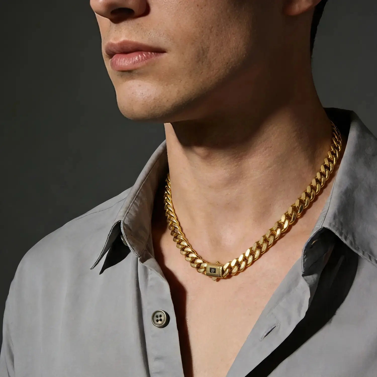 14K real gold-plated royal Monaco Cuban necklace, hypoallergenic gold-plated Cuban chain, Italian jewelry for men and women, gift for fashion lovers, Father's Day gift,rhinestone,detail,Dainty,Starfish Necklace,,turquoise,cross,celestial,pendant