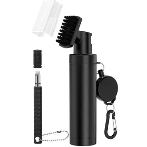 Club Cleaner Brush Kit with 5oz Leakproof Squeeze Water Bottle, Nylon Bristles, Carabiner Clip - Compact Lightweight Sports Accessory for Golf Clubs, Balls, Shoes - Ideal Gift for Enthusiasts