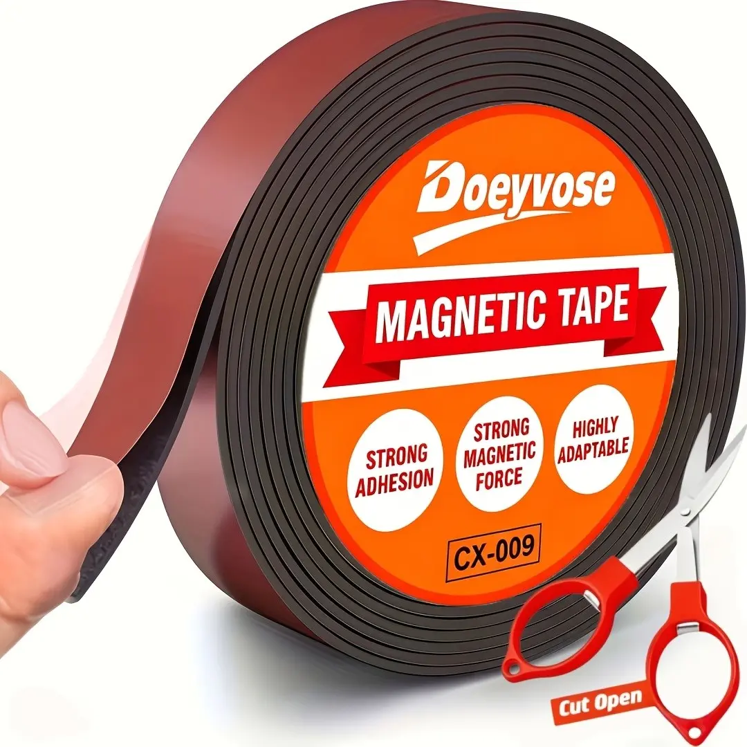 Strong Adhesive Magnetic Strip Tape, Reusable Flexible Magnet Tape for Fridge & Organization, Durable and Versatile Storage Solution