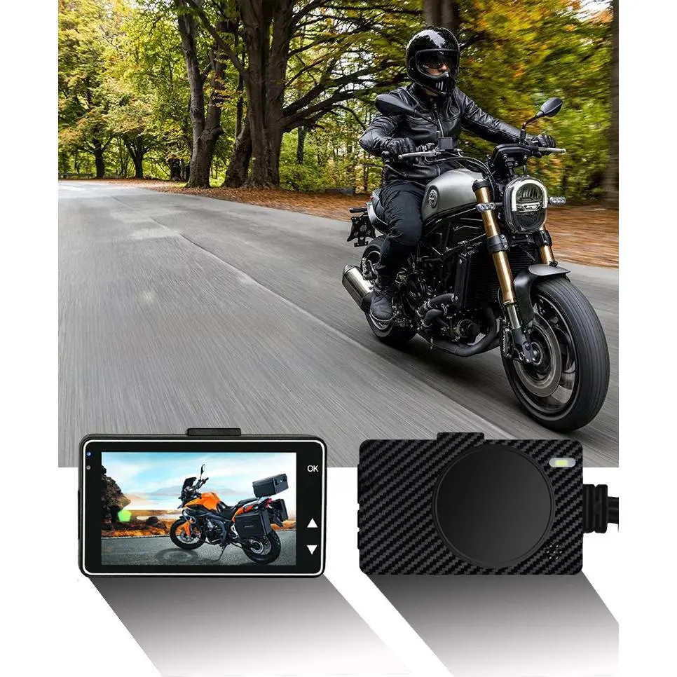 3.0 Inch Dual 720P Motorcycle Dash Cam Waterproof Hidden Front Rear Recording Loop DVR