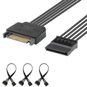 15 Pin SATA Power Extension Cable 3Pack, Sata Male to Female Sata Power Extension Cable, 10 inch, Black
