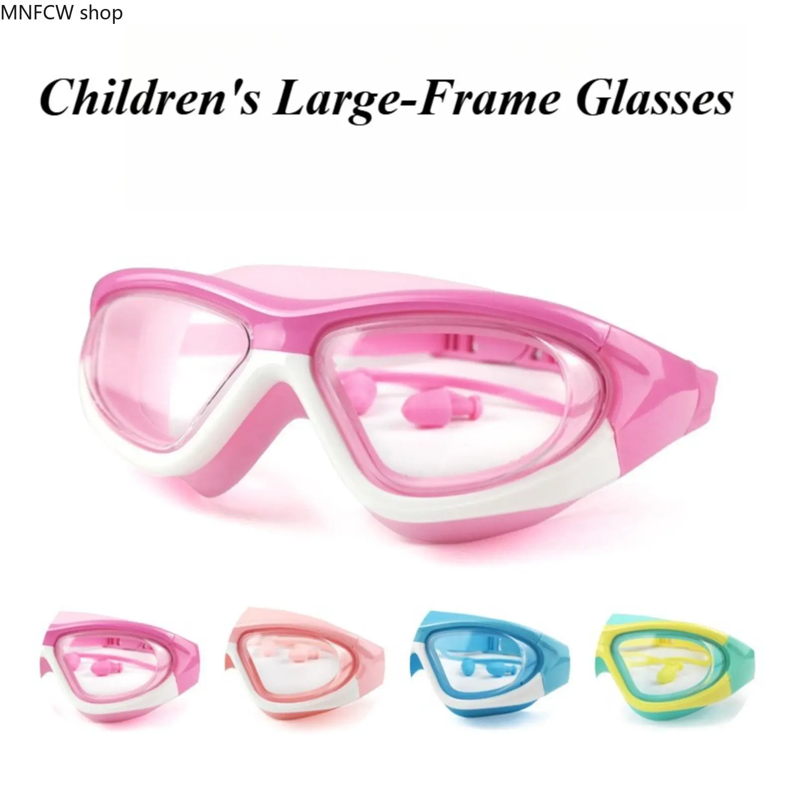 Kids' Mask-Style Swim Goggles with Integrated Earplugs, Waterproof Anti-Fog HD Lenses, Adjustable Buckle, Swim Mask Sports Eyewear for Training, Unisex, Children's Swim Goggles