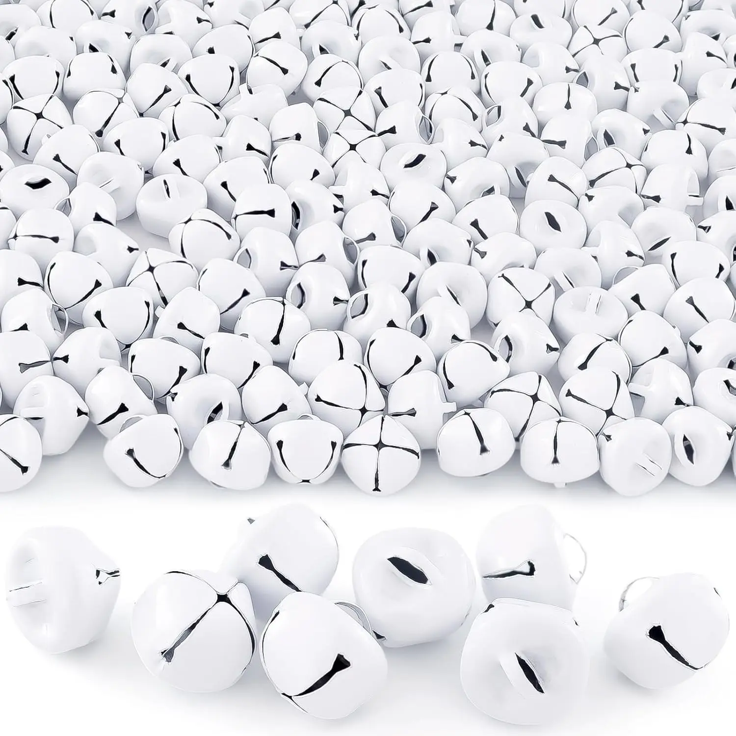 Jingle Bells for Crafts, 120 Pcs Large Jingle Bells Bulk, 0.6 Inch Christmas Craft Bells for DIY Festival Home Wreath Christmas Party Decoration (White)