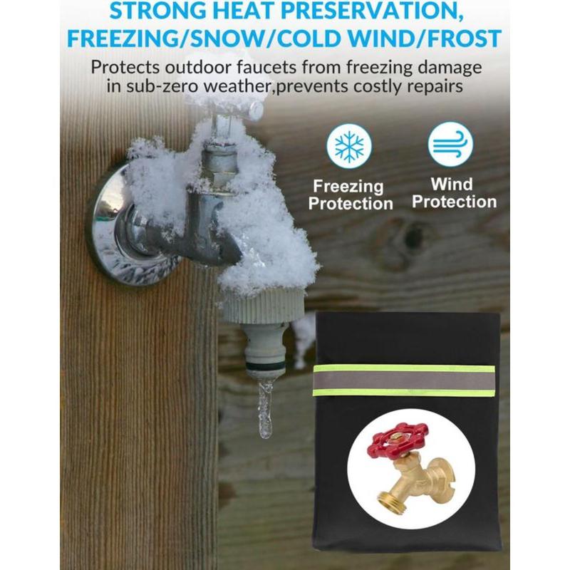 2 Pack Outdoor Faucet Covers for Winter 8.2" H x 5.9" W Freeze Protection Insulated Waterproof Spigot Cover Thicker Dual-Side 420D Oxford Cloth Flexible Hook-And-Loop Straps System Gift