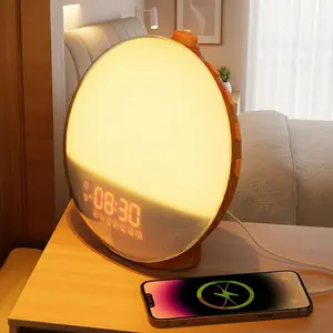 Sunrise  Clock  Grain, FM Radio, Wake up Light Sunlight Sunset Lamp, 7 Nature Sounds,  Alarms, Colorful Ambient Lamp, Bedrooms Decor, Snooze for Heavy Sleepers,  & Adults