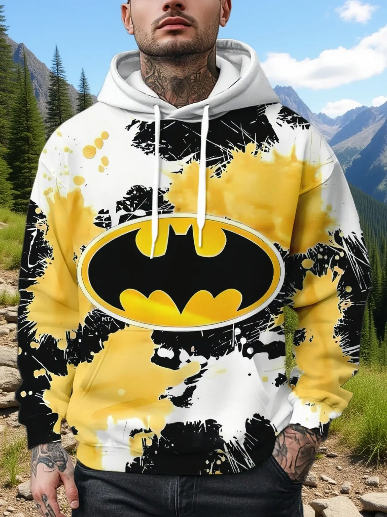 Men's Innovative Hoodie, New Warner Collaboration, 3D Batman Print, Casual Sports, Comfortable Daily Wear, Fitted Unlined Design