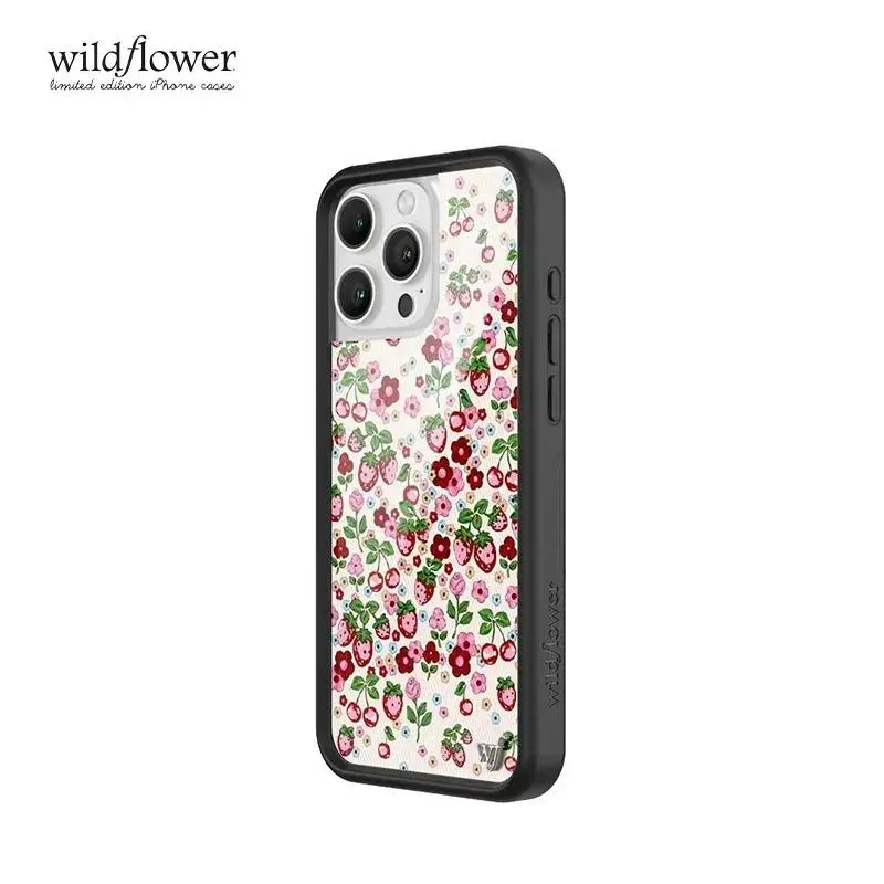 Protective Bumper Smartphone Case - Flower & Fruit Designs (Sweet Berry, Wildflower, Pink Rose Blossom, Strawberry) - Handheld Cover for iPhone Series (12/13/14/15/16 Pro Max Plus, 15 Pro) & Mobile Accessories
