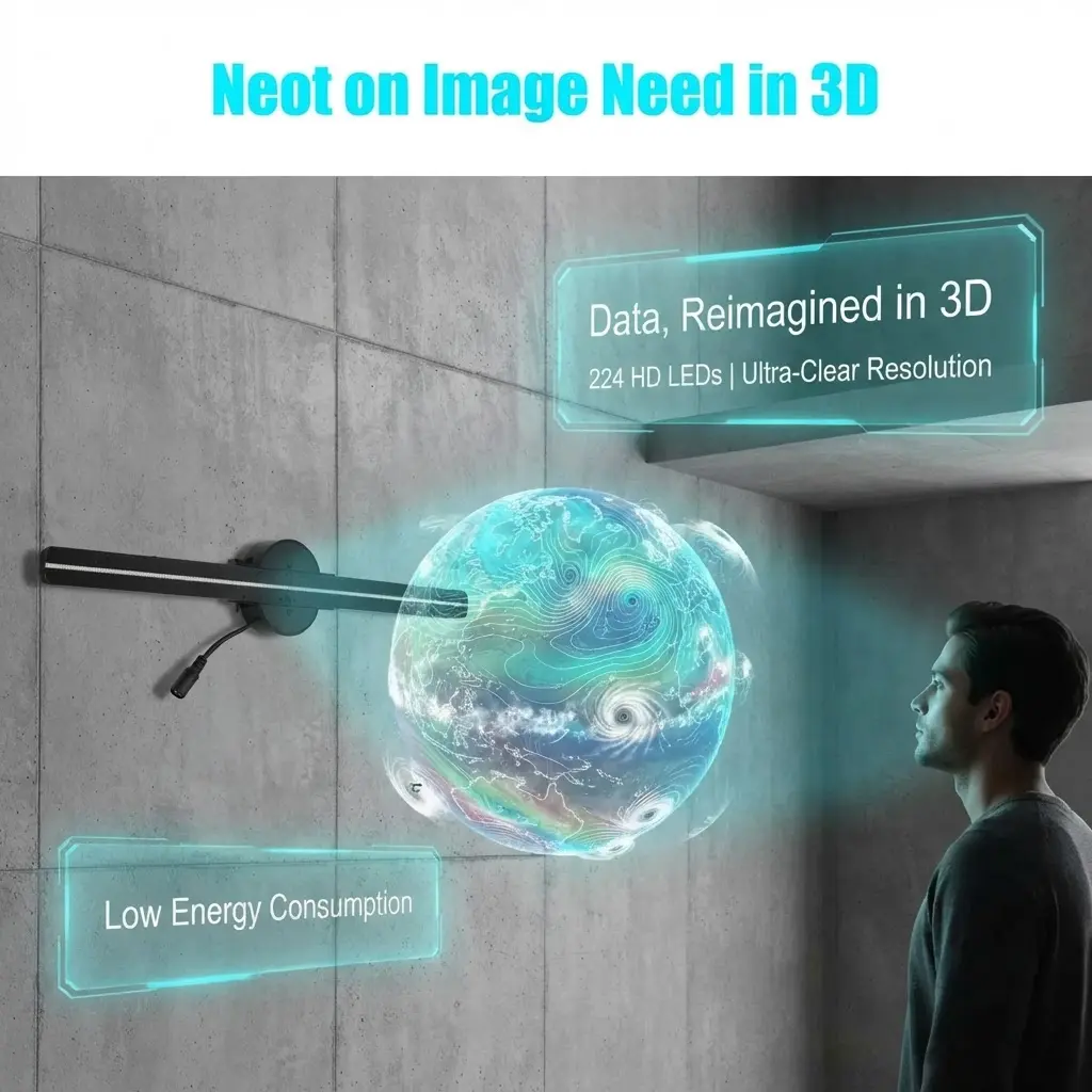 16.5in 3D Hologram Fan WiFi Projector| 224 LED Beads 2000x224 Resolution Naked Eye 3D Display